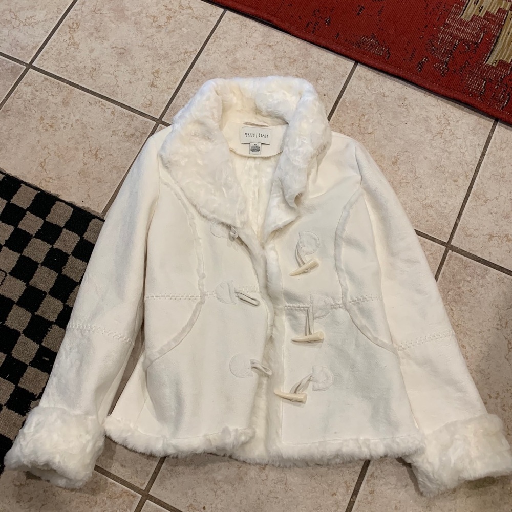 White faux suede jacket